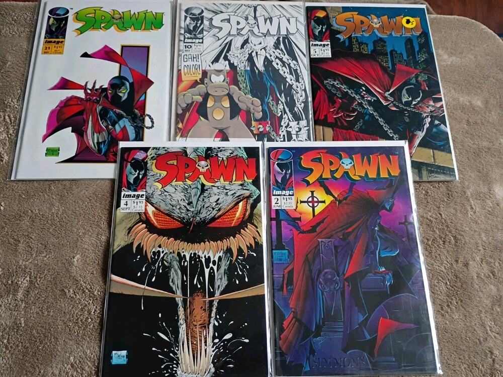 SPAWN #2,4,5,10,21 comic Lot Of 5 Early Issues Key 1st Violator VF To NM Comics